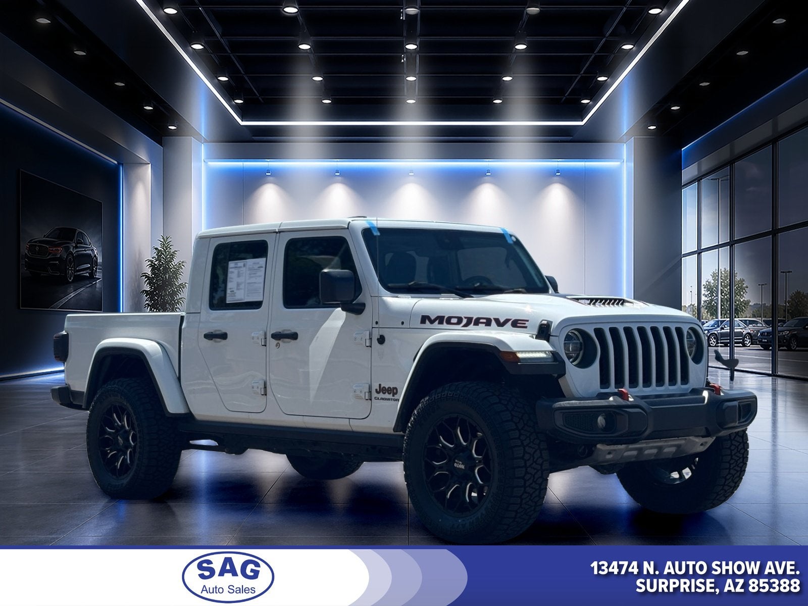 2020 Jeep Gladiator Mojave in Bright White Clearcoat — front three-quarter view