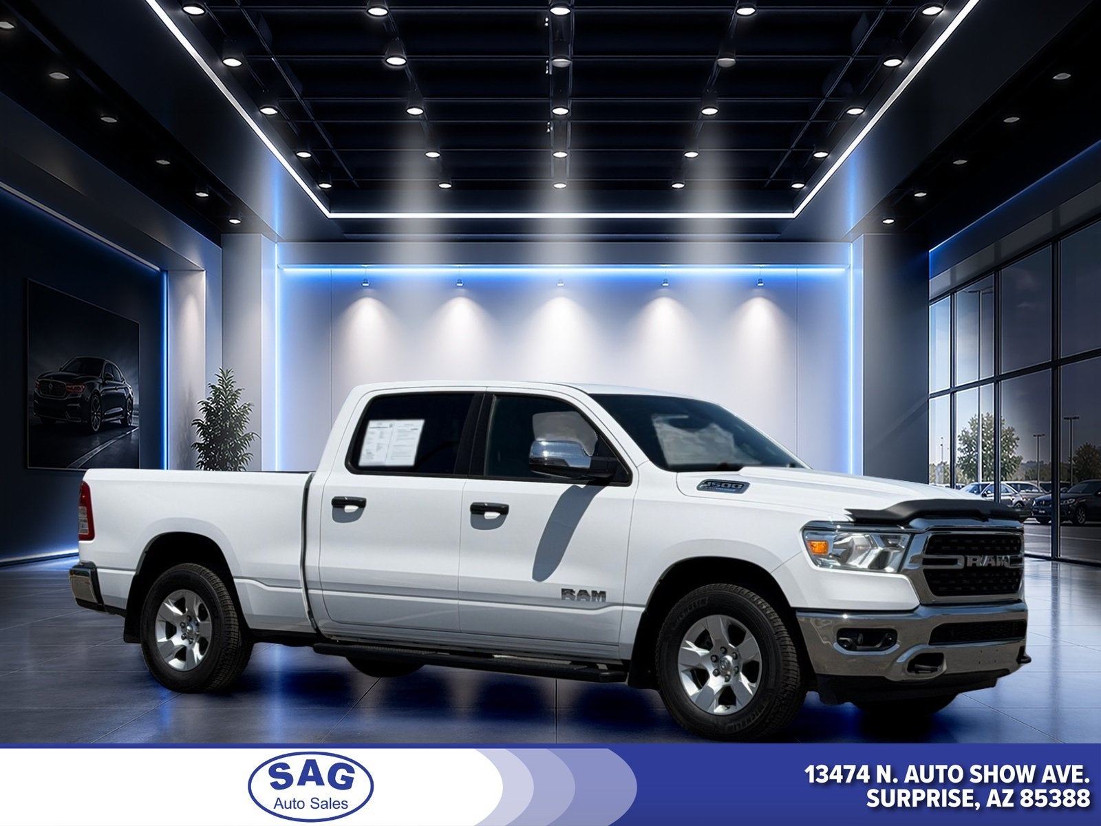 2023 RAM 1500 Big Horn in Bright White Clearcoat — front three-quarter view