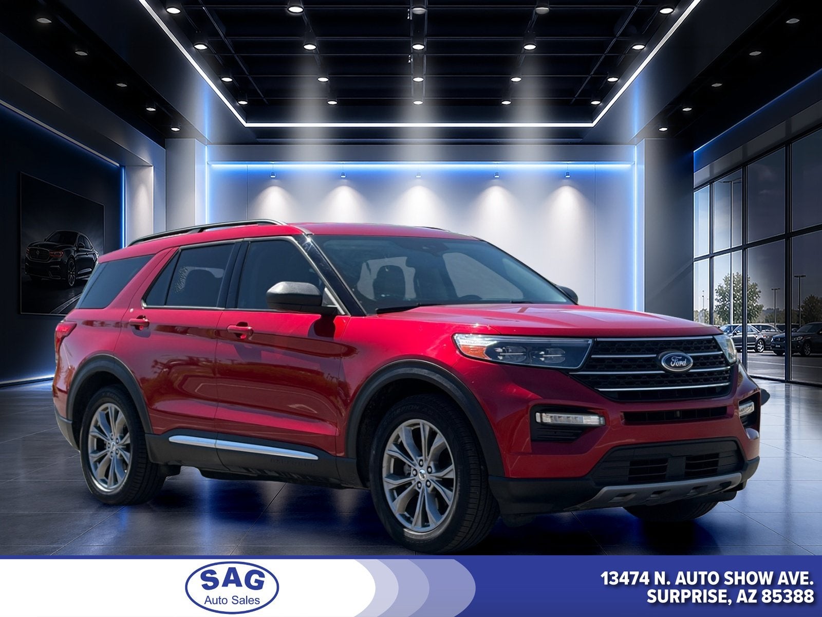 2022 Ford Explorer XLT in Red Metallic — front three-quarter view