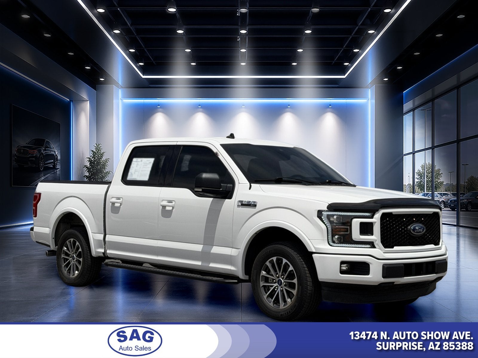 2020 Ford F-150 XLT in Oxford White — front three-quarter view