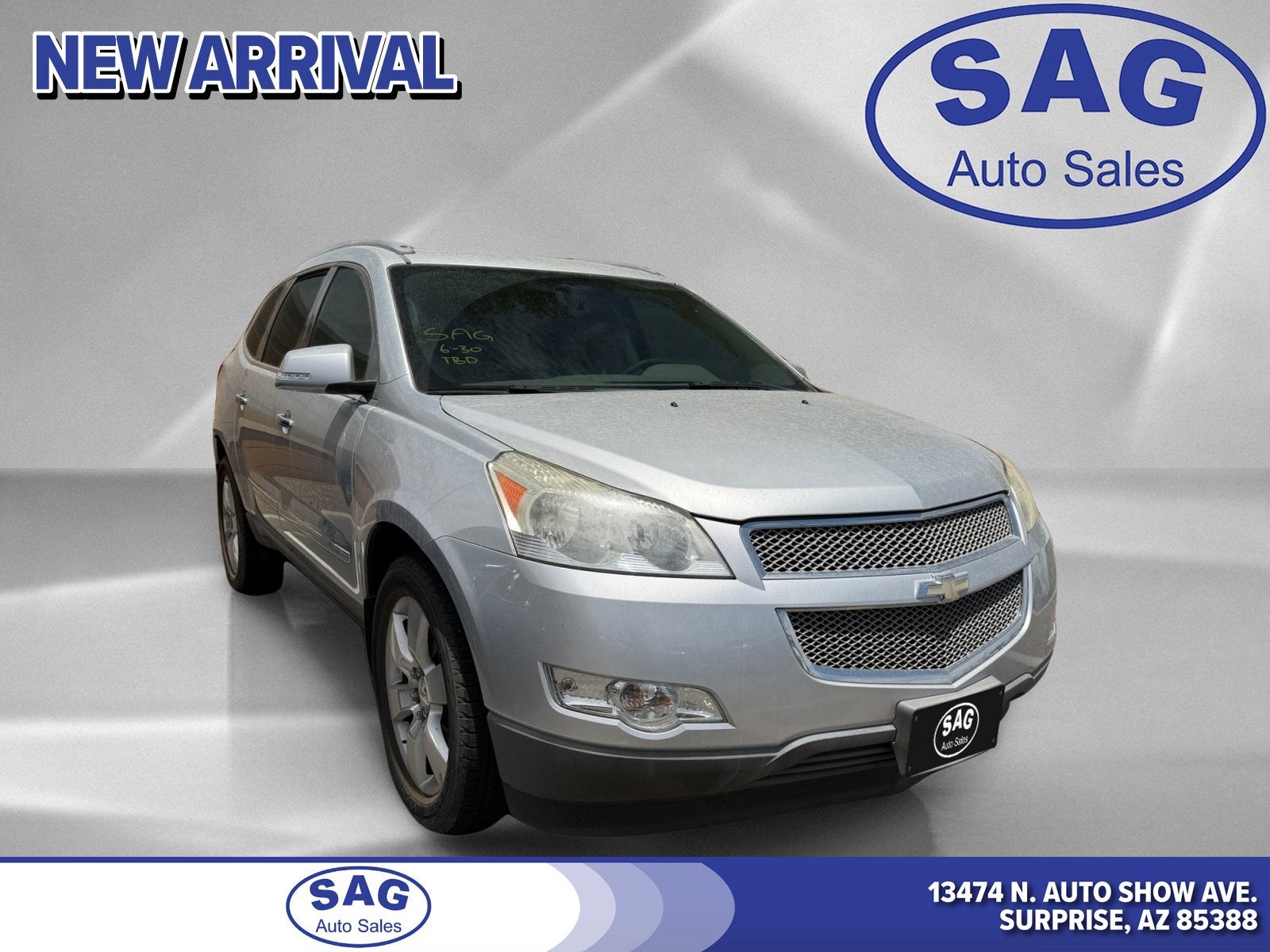 2010 Chevrolet Traverse LTZ in Silver Ice Metallic — front three-quarter view