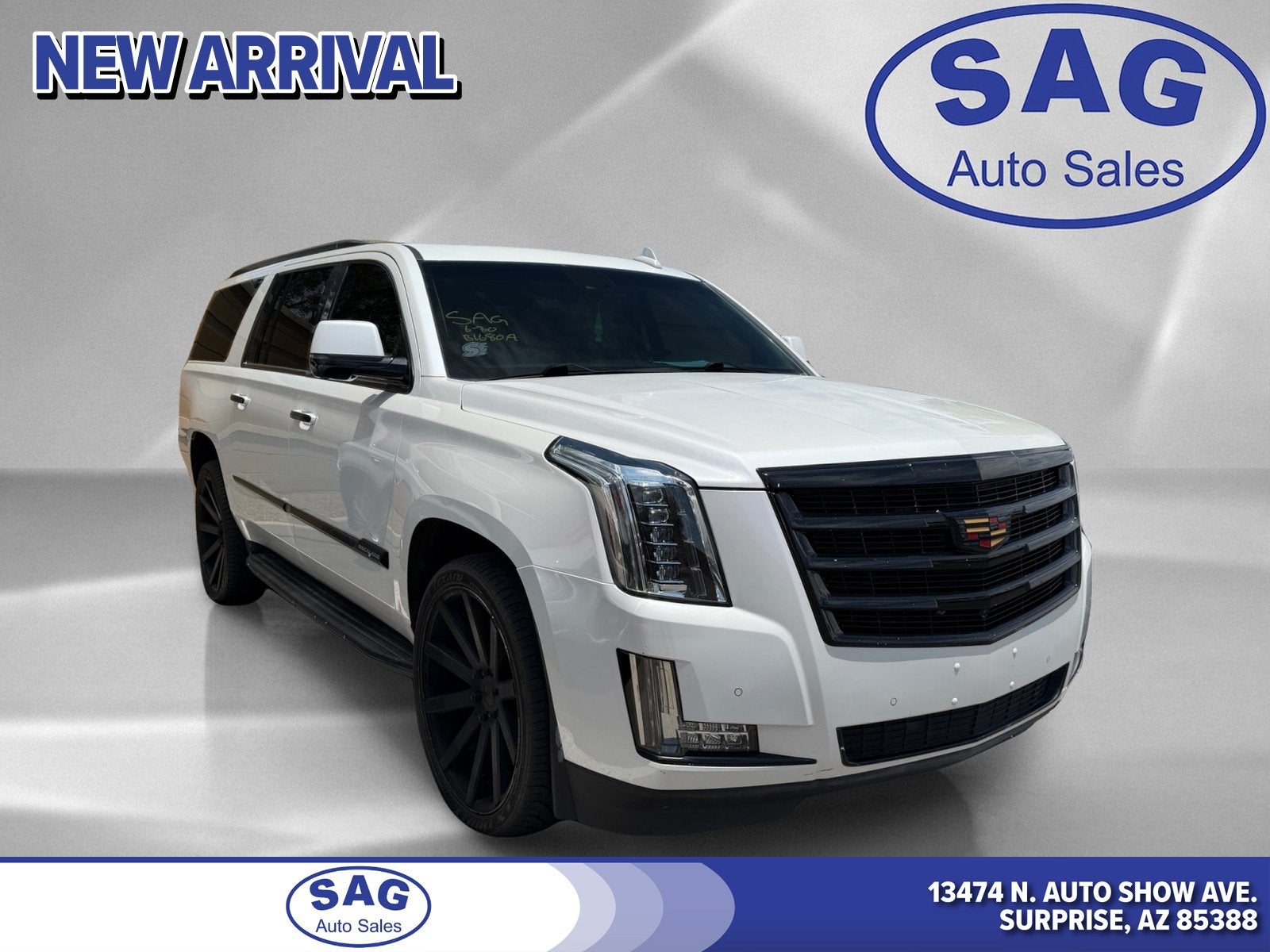 2016 Cadillac Escalade ESV Luxury Collection in Crystal White Tricoat — front three-quarter view
