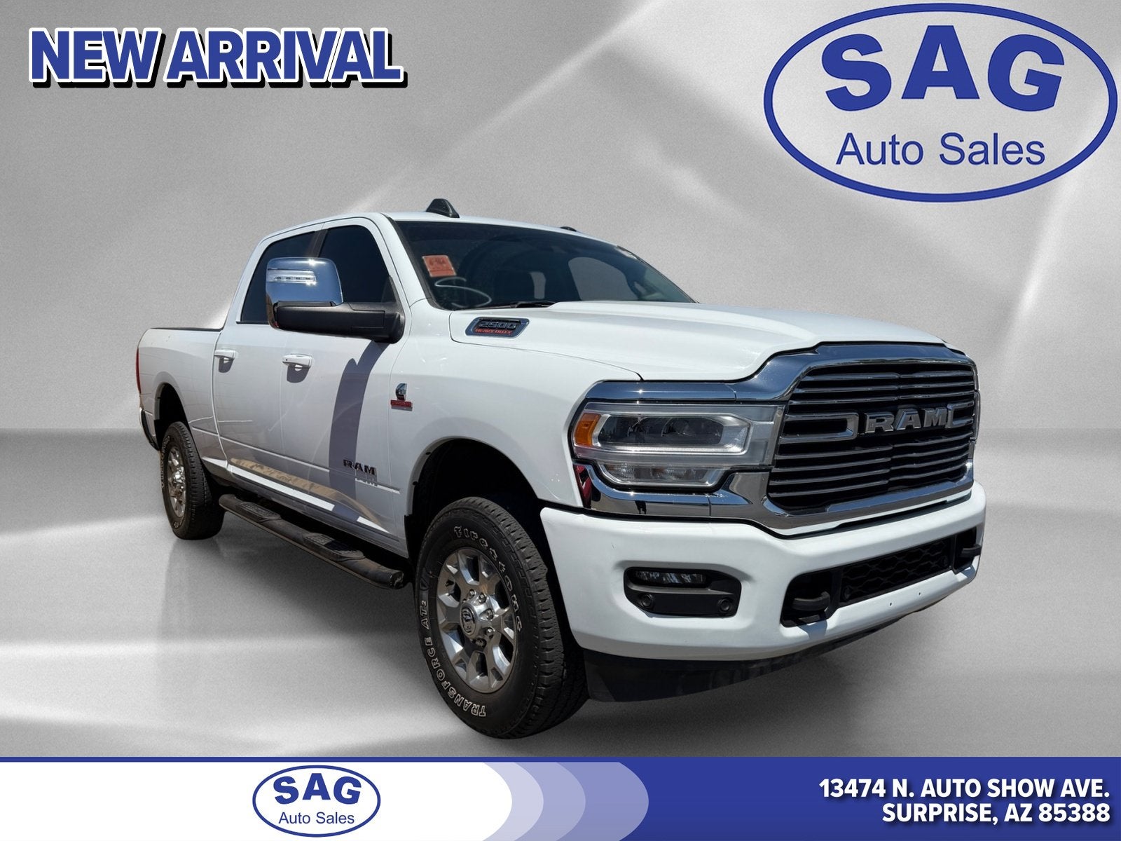 2024 RAM 2500 Laramie in Bright White Clearcoat — front three-quarter view