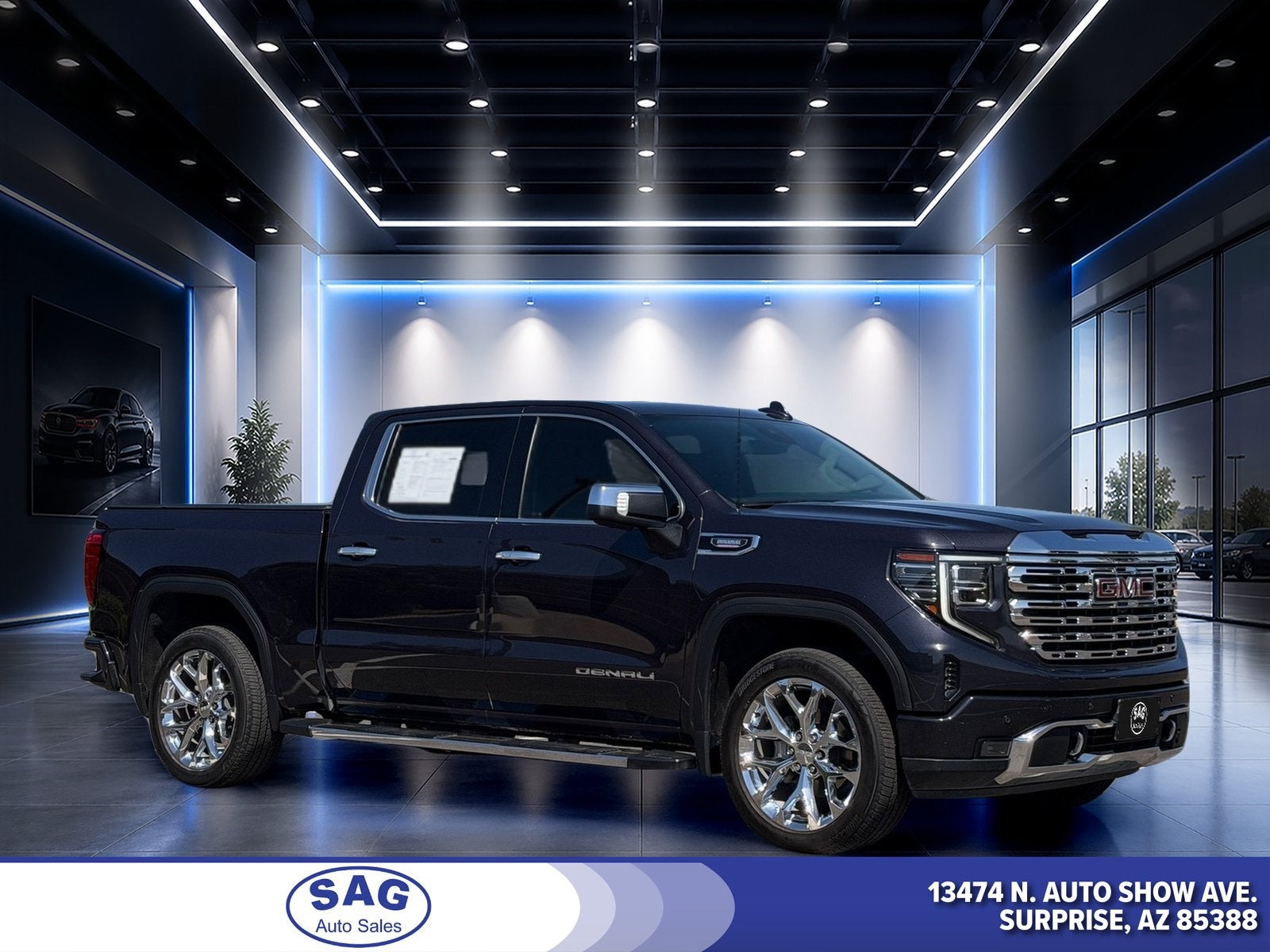 2022 GMC Sierra 1500 Denali in Titanium Rush Metallic — front three-quarter view