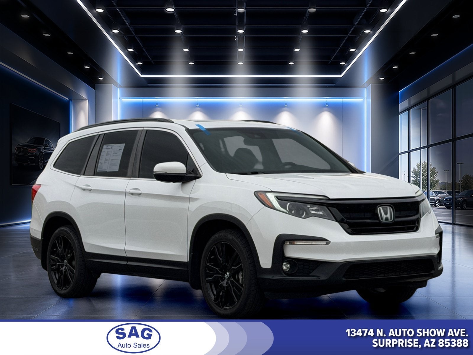 2022 Honda Pilot Special Edition in White — front three-quarter view