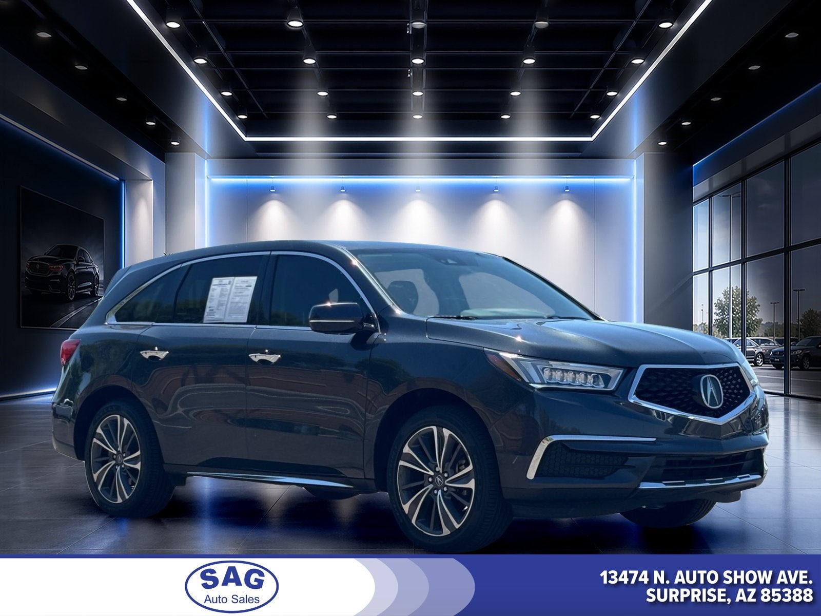 2019 Acura MDX w/Technology Pkg in Gray — front three-quarter view