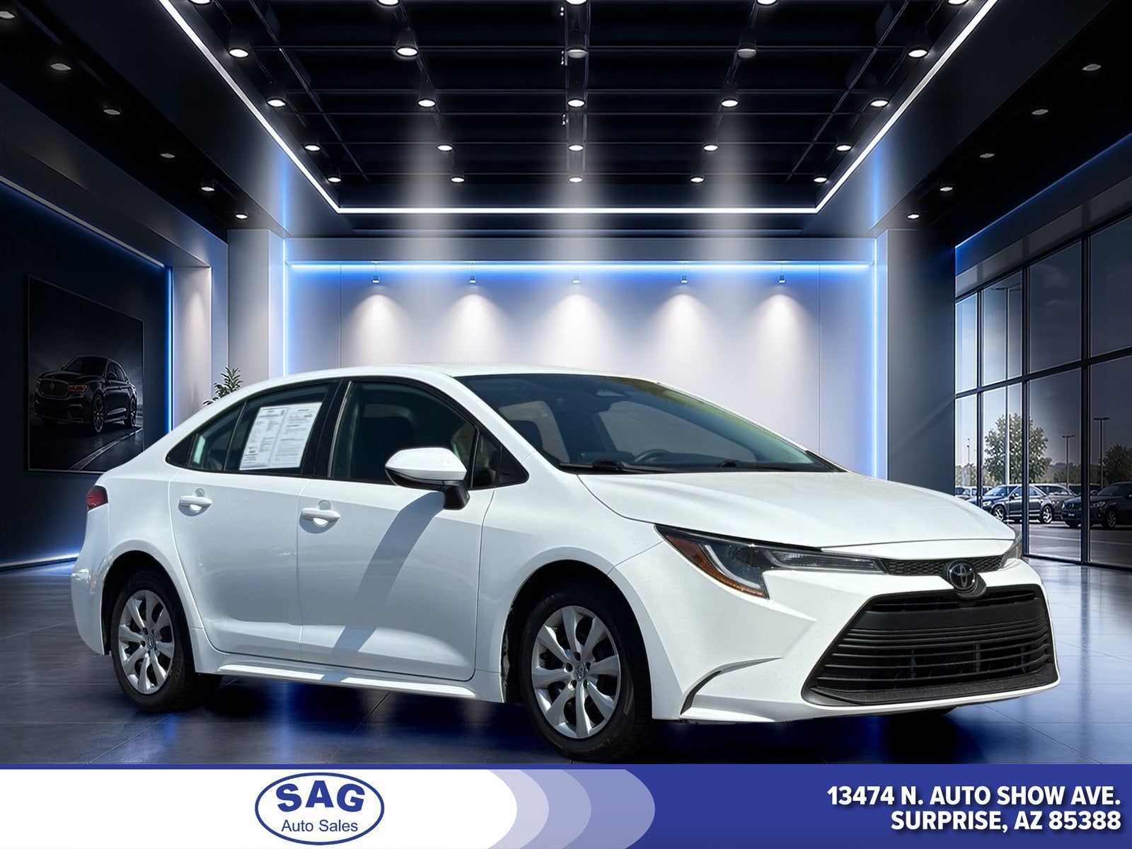 2023 Toyota Corolla LE in Ice — front three-quarter view