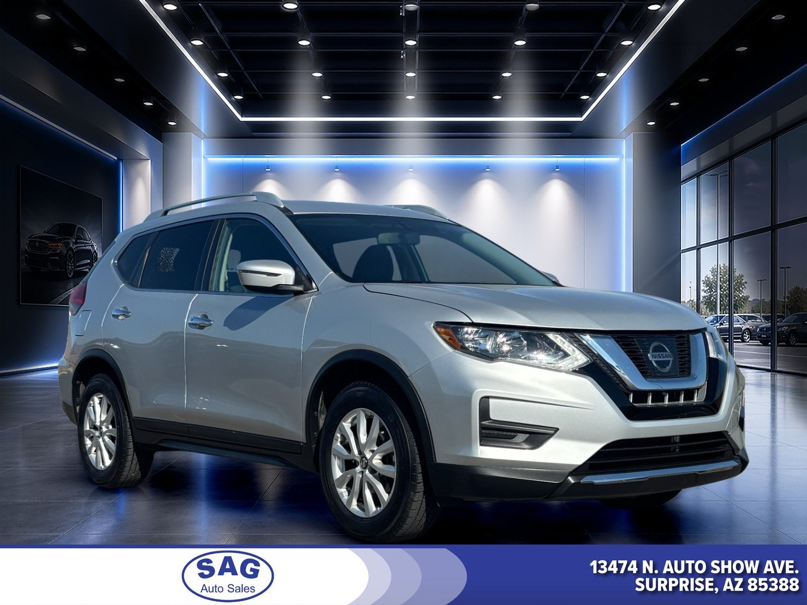 2017 Nissan Rogue SV in Brilliant Silver — front three-quarter view