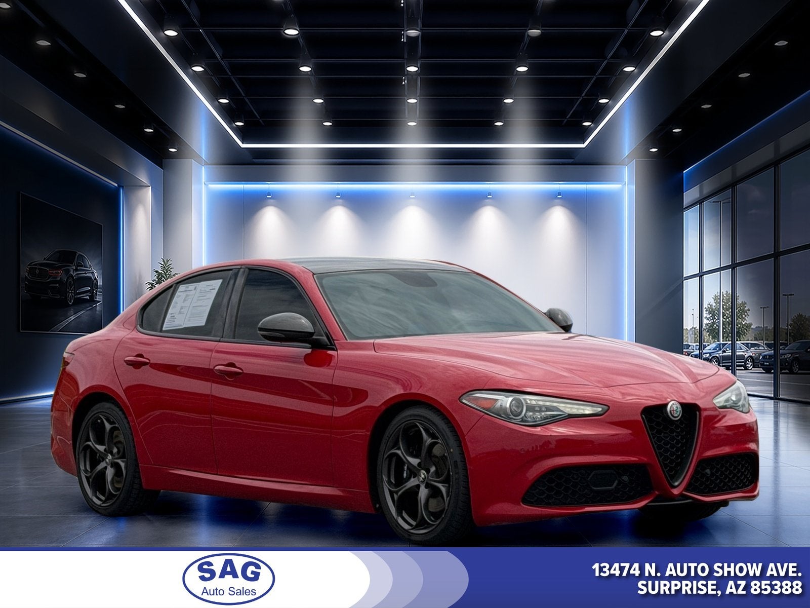 2018 Alfa Romeo Giulia Ti Sport in Alfa Rosso — front three-quarter view
